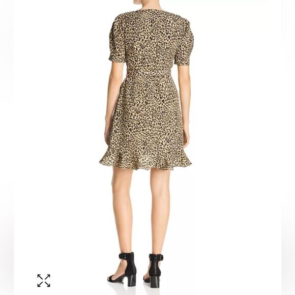 AQUA Women Leopard Print animal print short sleeve sexy Wrap Dress V-Neck XS NWT - Picture 3 of 11